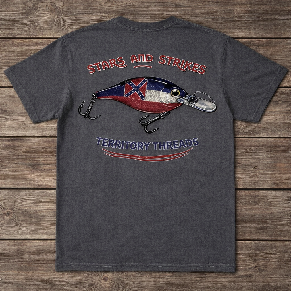 Old Mississippi State Flag Stars and Strikes Design Premium T-Shirt Charcoal Gray