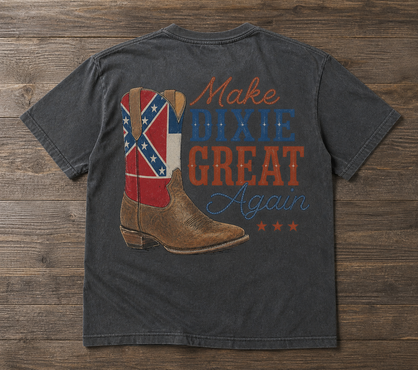Make Dixie Great Again T-Shirt with Old Mississippi Flag on Boot