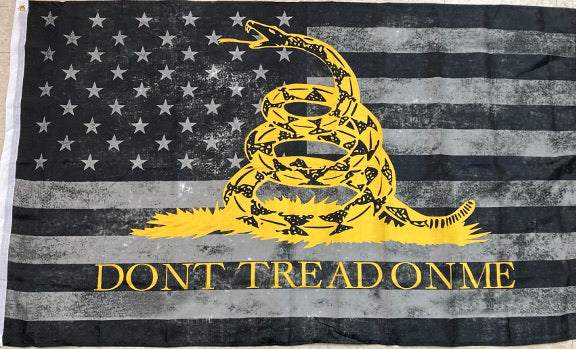 All Black USA Gadsden Don't Tread On Me Snake Flag 3' x 5' Poly