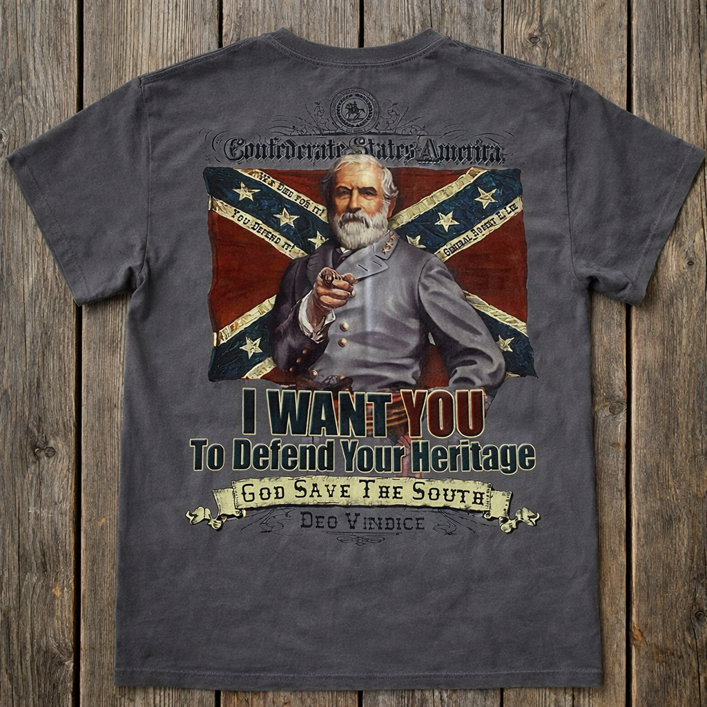 Robert E Lee Defend Your Heritage T-shirt Short Sleeve Premium T-Shirt 100% Ring-Spun Cotton