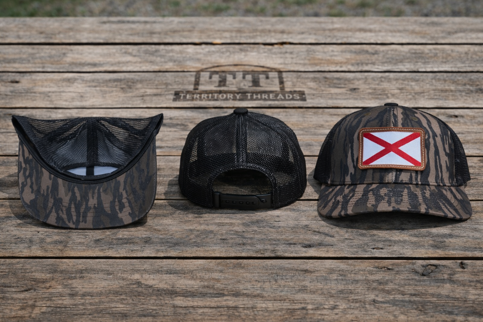 Alabama Flag Leather Patch Camouflage Mesh Back Hat Cap
