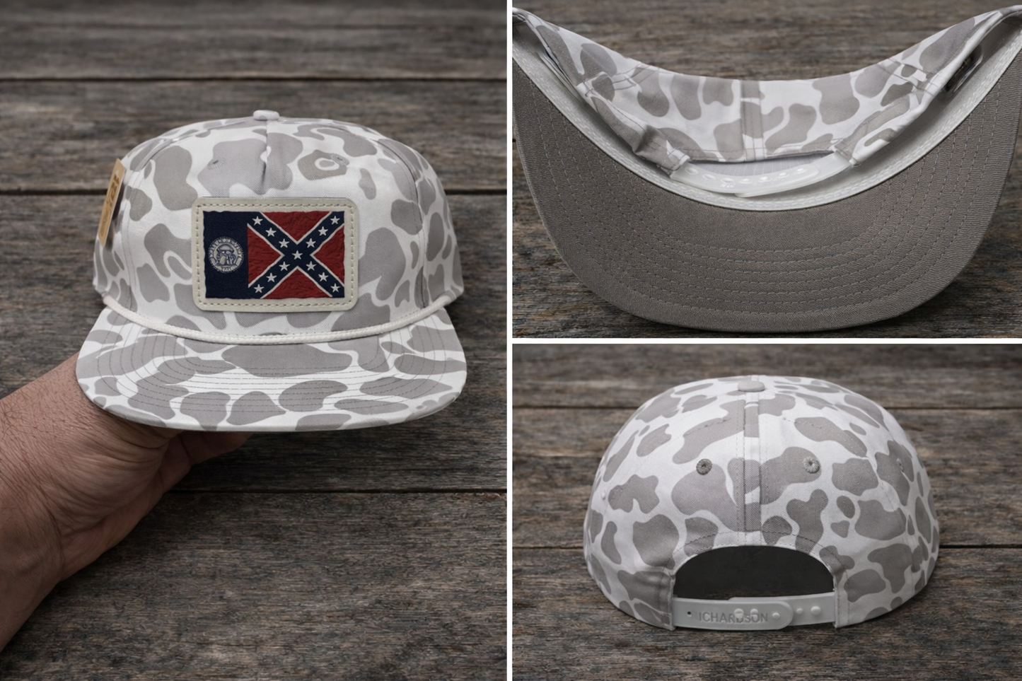 Ghost Camo Rope Hat with White Leather 1956 Old Georgia State Flag Patch 3 views