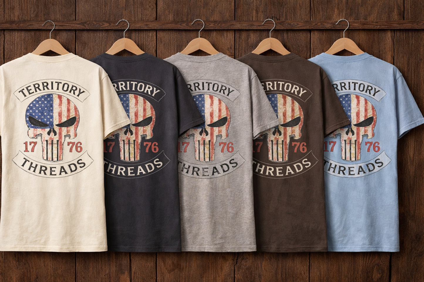 Territory Threads Skull Design Short Sleeve Premium T-Shirt 100% Ring-spun Cotton