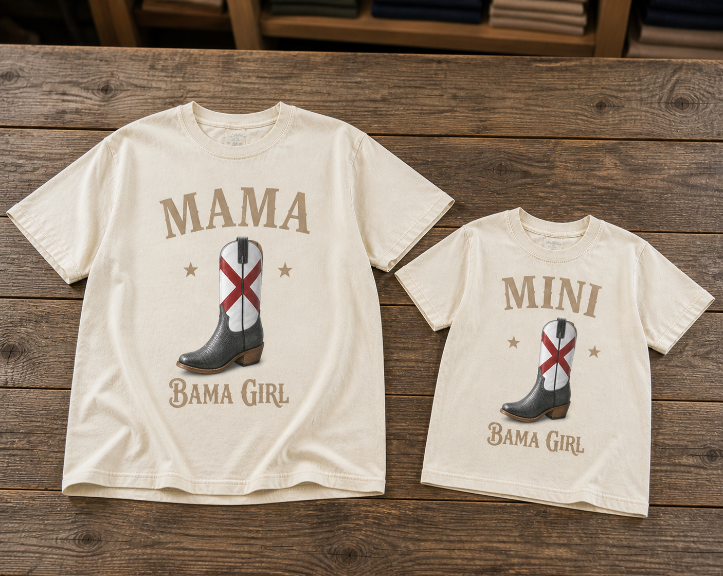 Mama-Mini Alabama Girl Design Premium T-Shirt in Bone Cream White