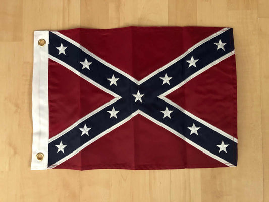 Confederate CSA Rebel Battle Flag embroidered 12x18 inch polyester motorcycle and boat flag