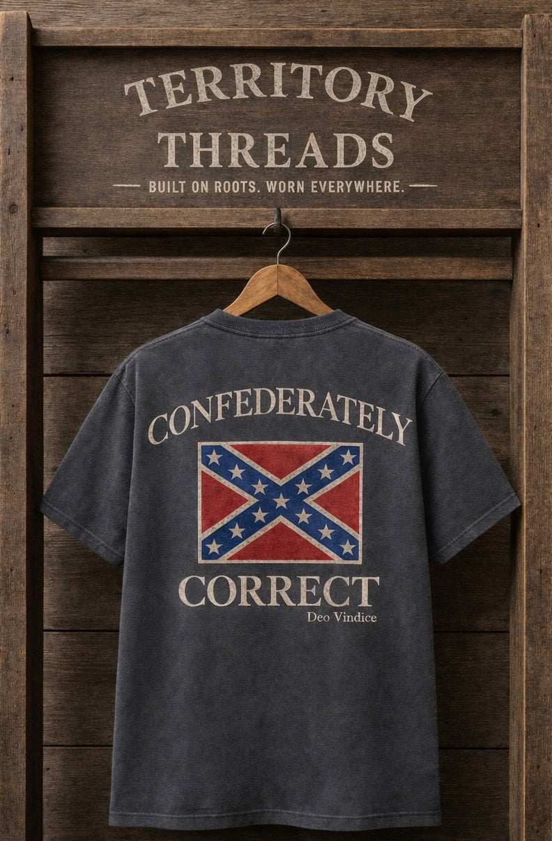 Confederately Correct with Flag Short Sleeve Premium T-Shirt 100 Percent Cotton