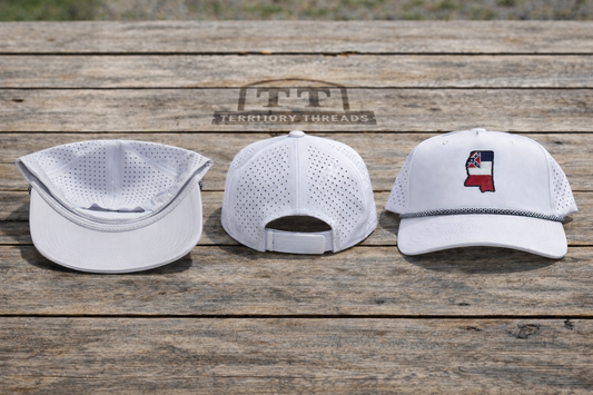 Embroidered Old Mississippi White Golf Hat Cap