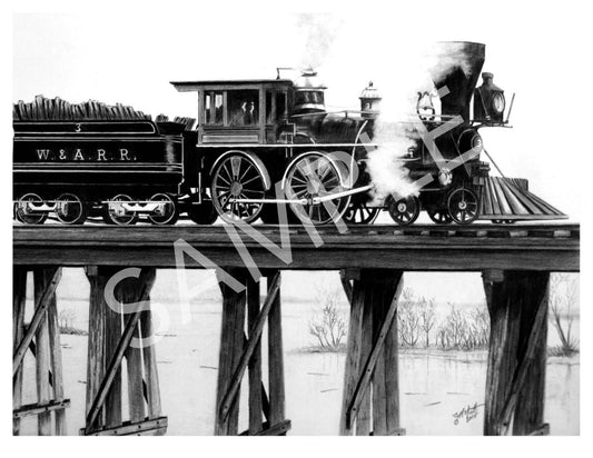  The Historic General Locomotive Print Unframed