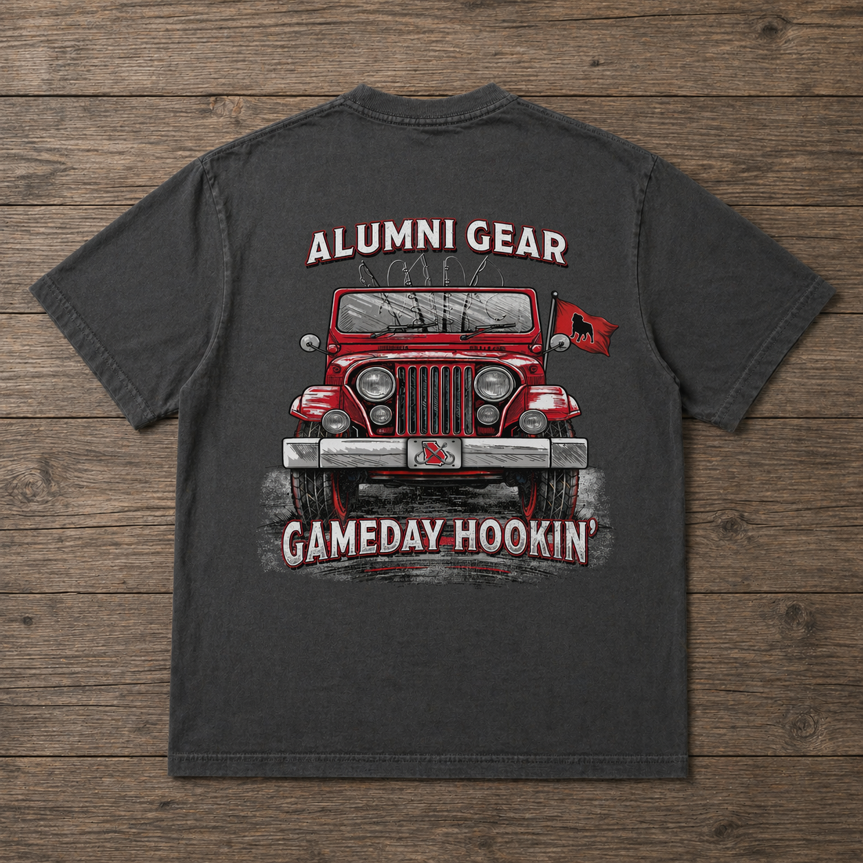 Gameday Hookin Georgia Fishing Design Premium T-Shirt in CHarcoal Gray