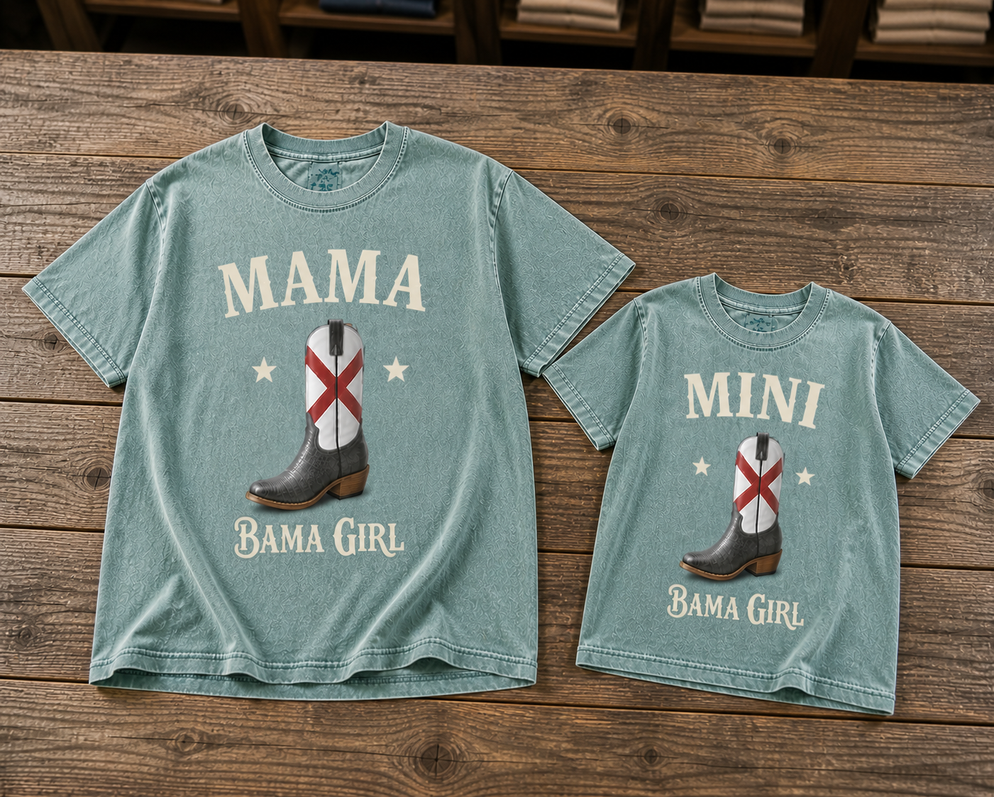 Mama-Mini Alabama Girl Design Premium T-Shirt in Faded Moss Teal