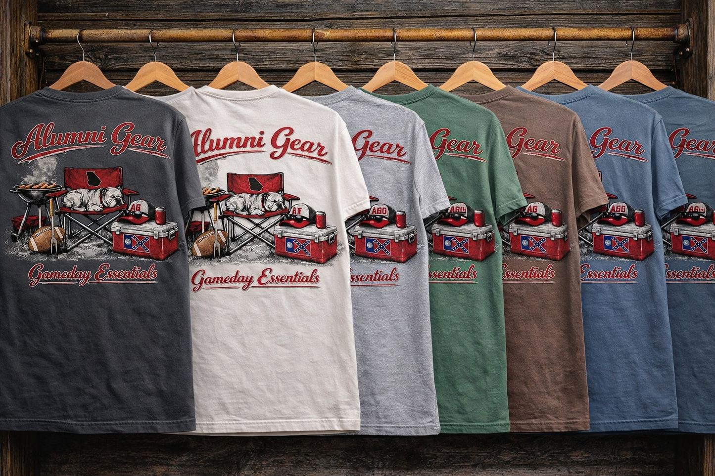 Alumni Gear Game Day Essentials with 1956 Old Georgia Flag on Cooler Premium T-Shirt Collection