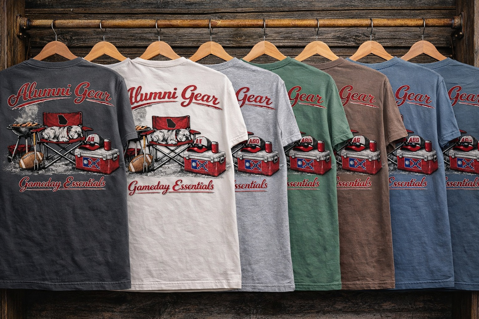 Alumni Gear Game Day Essentials with 1956 Old Georgia Flag on Cooler Premium T-Shirt Collection