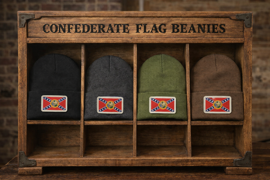 Texas Battle Flag Leather Patch Beanie Cap Hat
