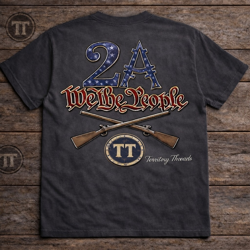 We the People Crossed Muskets Territory Threads Premium T-Shirt Charcoal Gray