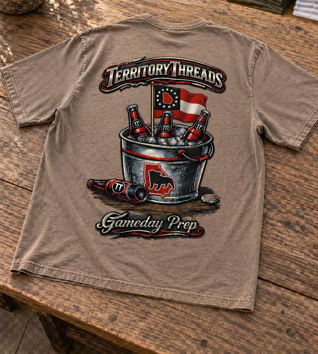 Gameday Ready Georgia Beer Bucket Design Design Premium T-Shirt in Faded Mocha Brown