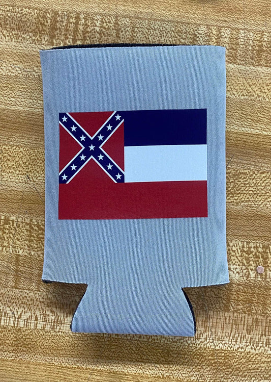 Old Mississippi Flag Can Koozie Coozie Gray