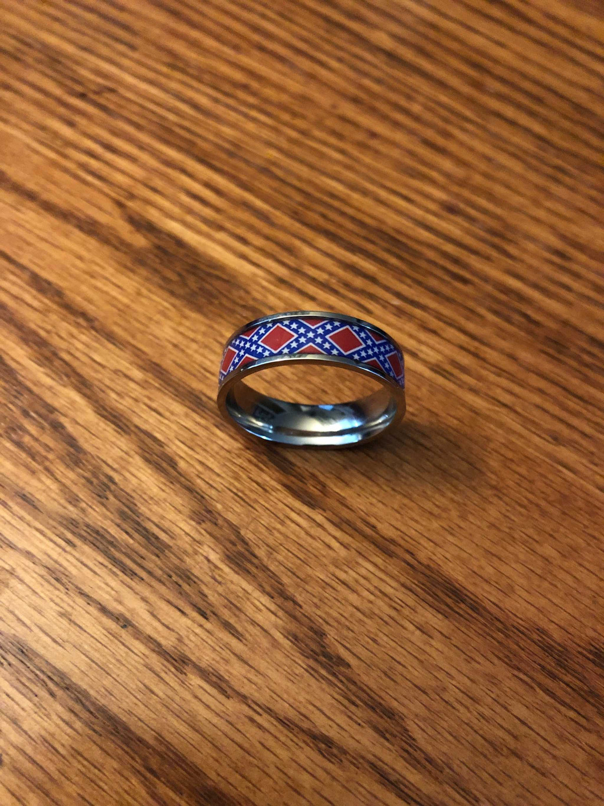 CSA Battle Flag Stainless Steel Band Style Ring