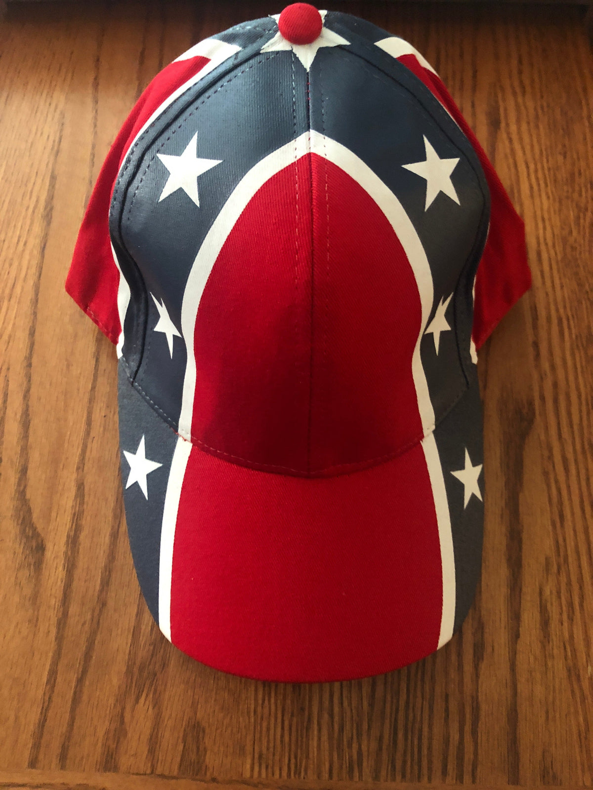 CSA Rebel Battle Flag Printed Red Cotton Twill Cap Hat underside view