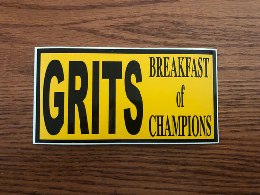 GRITS Breakfast of Champions Decal Bumper Sticcker