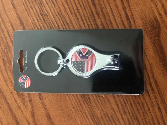 USA-CSA Flag Nail Clipper Bottle Opener & Keychain Keyring