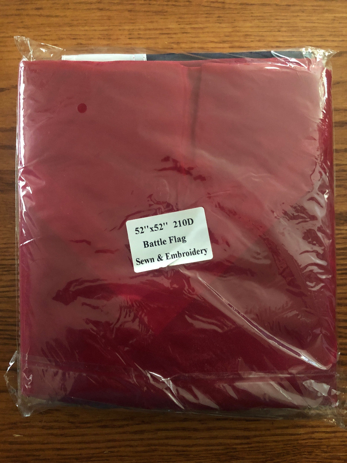 Confederate Square Battle Flag 210D Polyester 52" x 52" Sewn & Embroidered in package