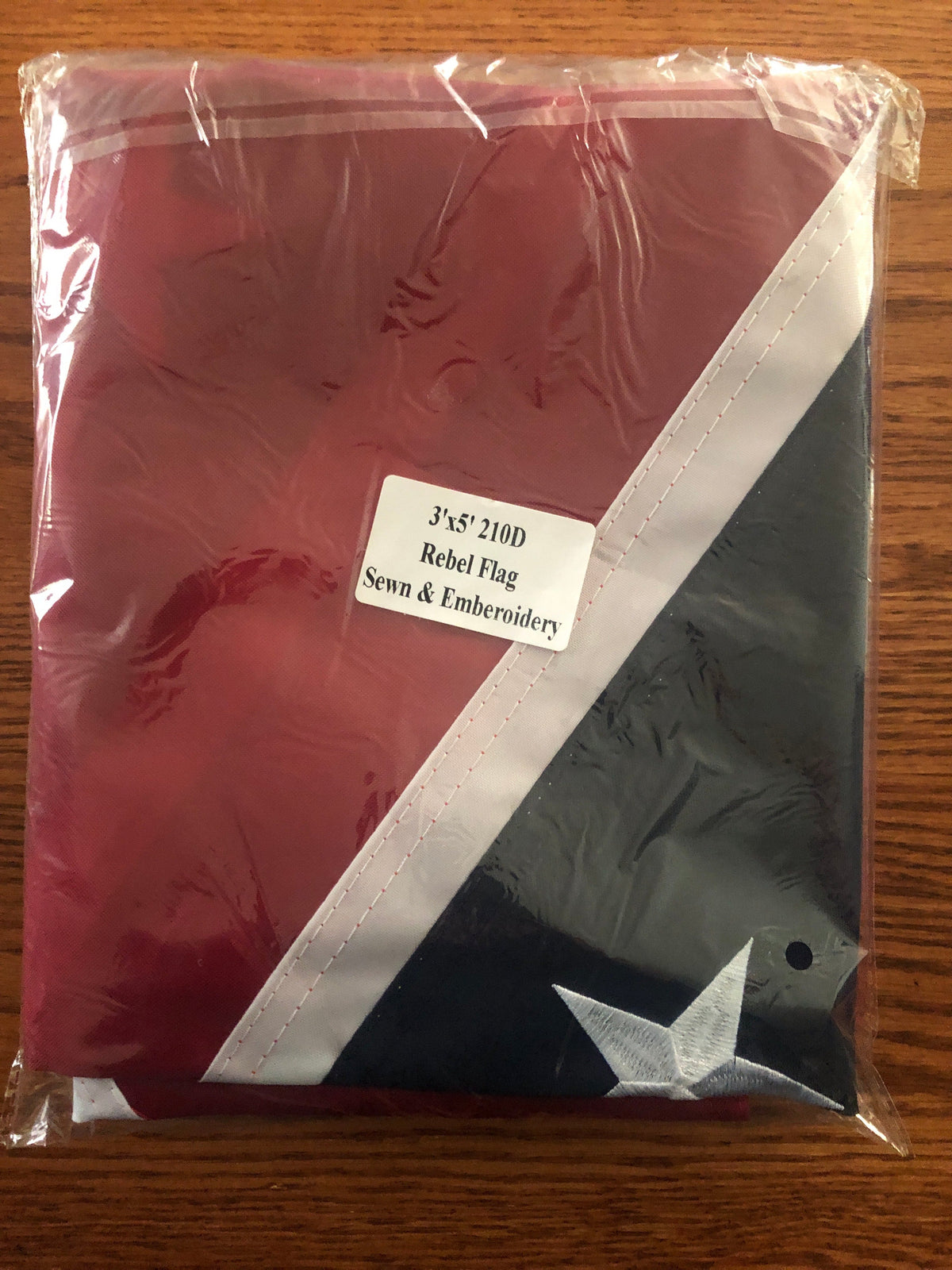 Confederate Battle Flag 210D Polyester 3' x 5' Sewn & Embroidered in Package
