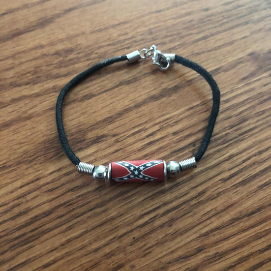 Rebel Battle Flag Single Bead Bracelet