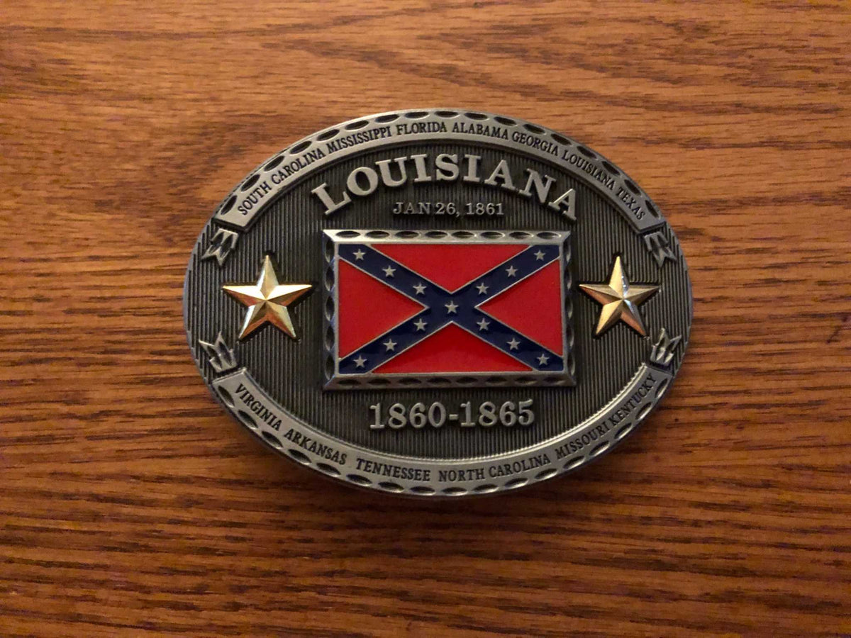 Louisiana CSA Battle Flag Metal Belt Buckle