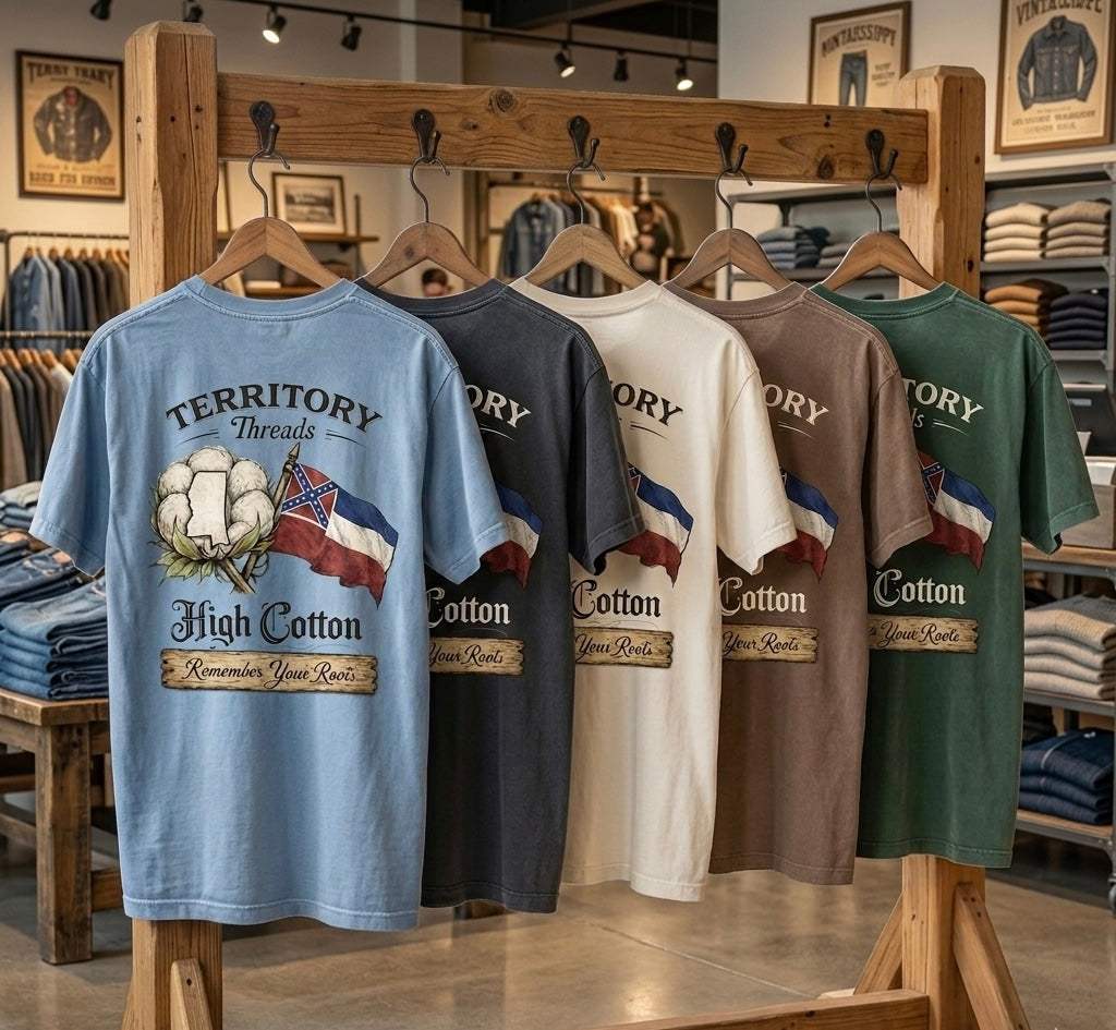 Old Mississippi Flag High Cotton Short Sleeve Premium T-Shirt 