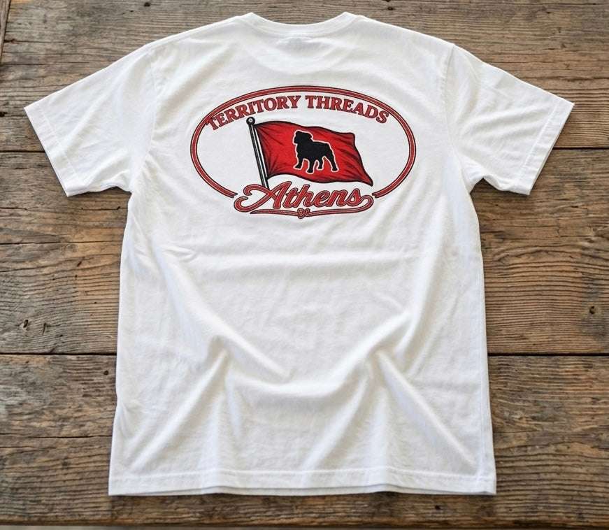 Athens Georgia Bulldog Design Short Sleeve Premium T-Shirt in White