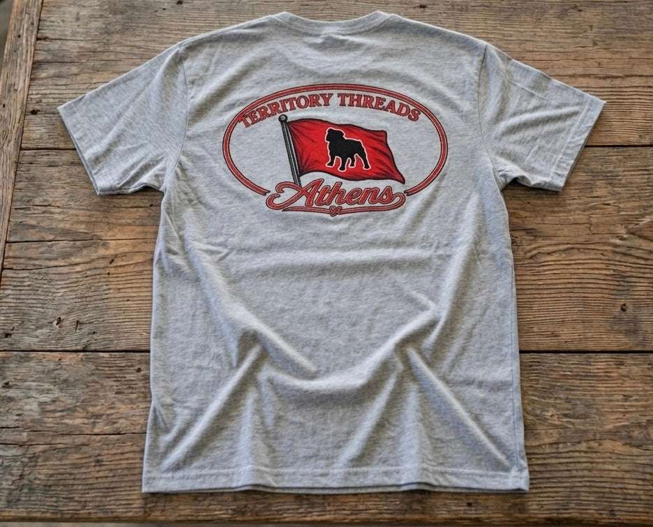 Athens Georgia Bulldog Design Short Sleeve Premium T-Shirt in Heather Gray