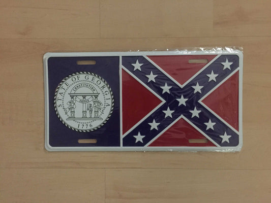 1956 Old Georgia Flag License Plate Tag