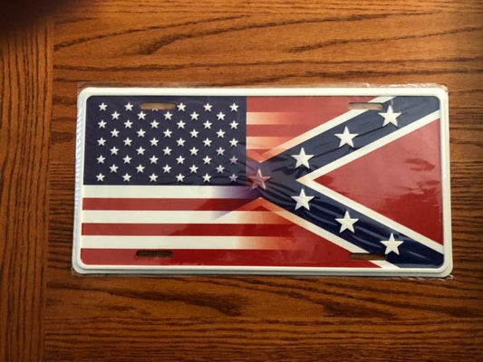 USA-CSA Rebel Battle Fade-in Hybrid Flag License Plate Tag