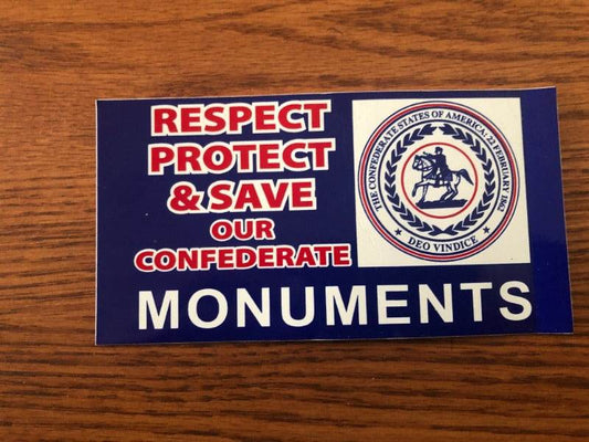 Save Our Confederate Monuments Decal Bumper Sticker