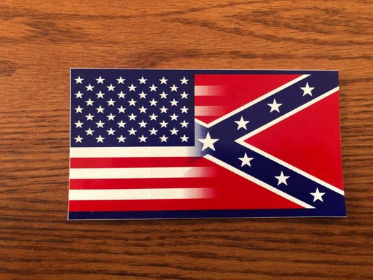 USA-CSA Rebel Battle Fade-in Hybrid Flag Decal Bumper Sticker