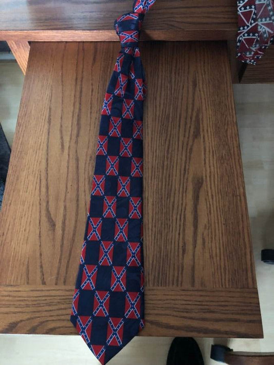 Multi AOT Rebel Battle Flag Necktie Navy