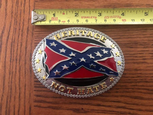 Heritage Not Hate Shiny Battle Flag Metal Belt Buckle