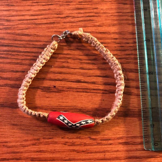 Rebel Hemp Bracelet with Single Battle Flag Bead