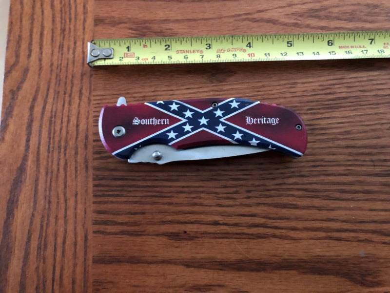 Southern Heritage Quick-Opening Rebel Battle Flag Lock Blade Knife