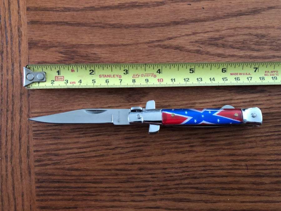 Rebel Battle Flag Lock Blade Knife