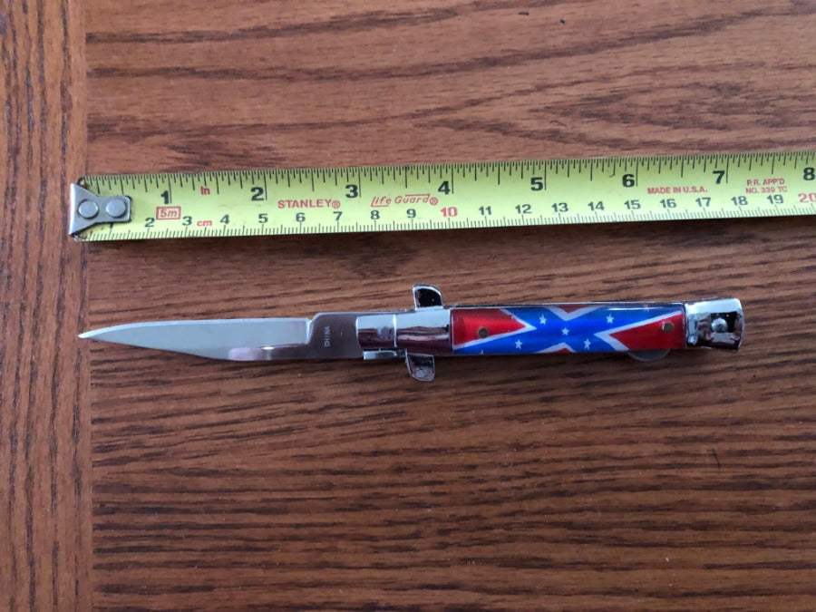 Rebel Battle Flag Lock Blade Knife