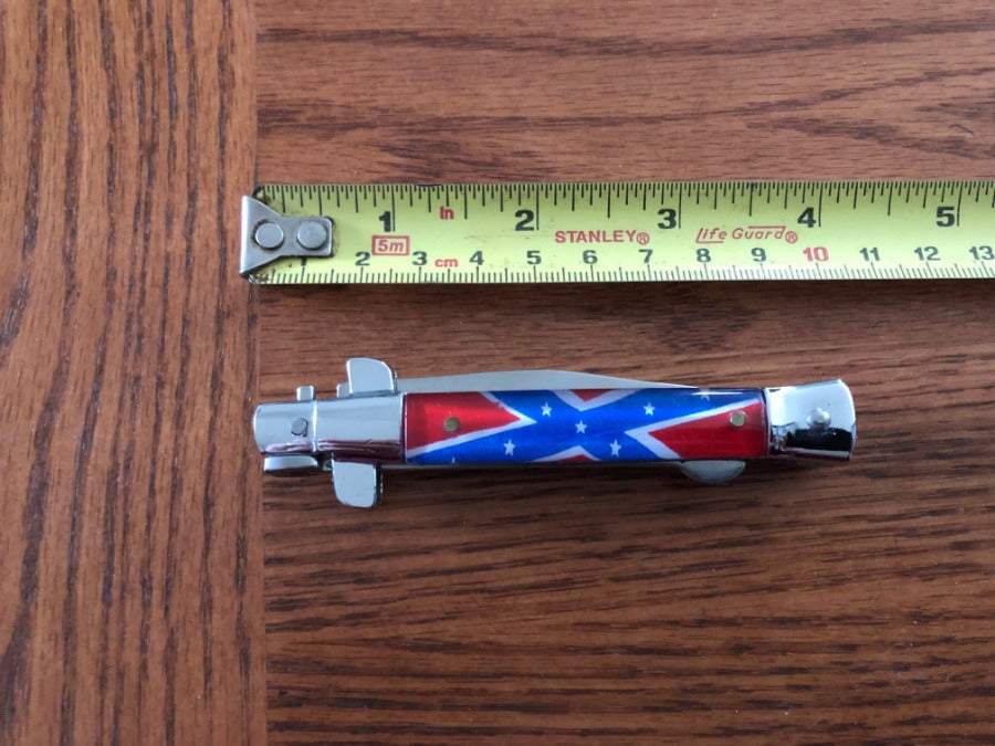 Rebel Battle Flag Lock Blade Knife