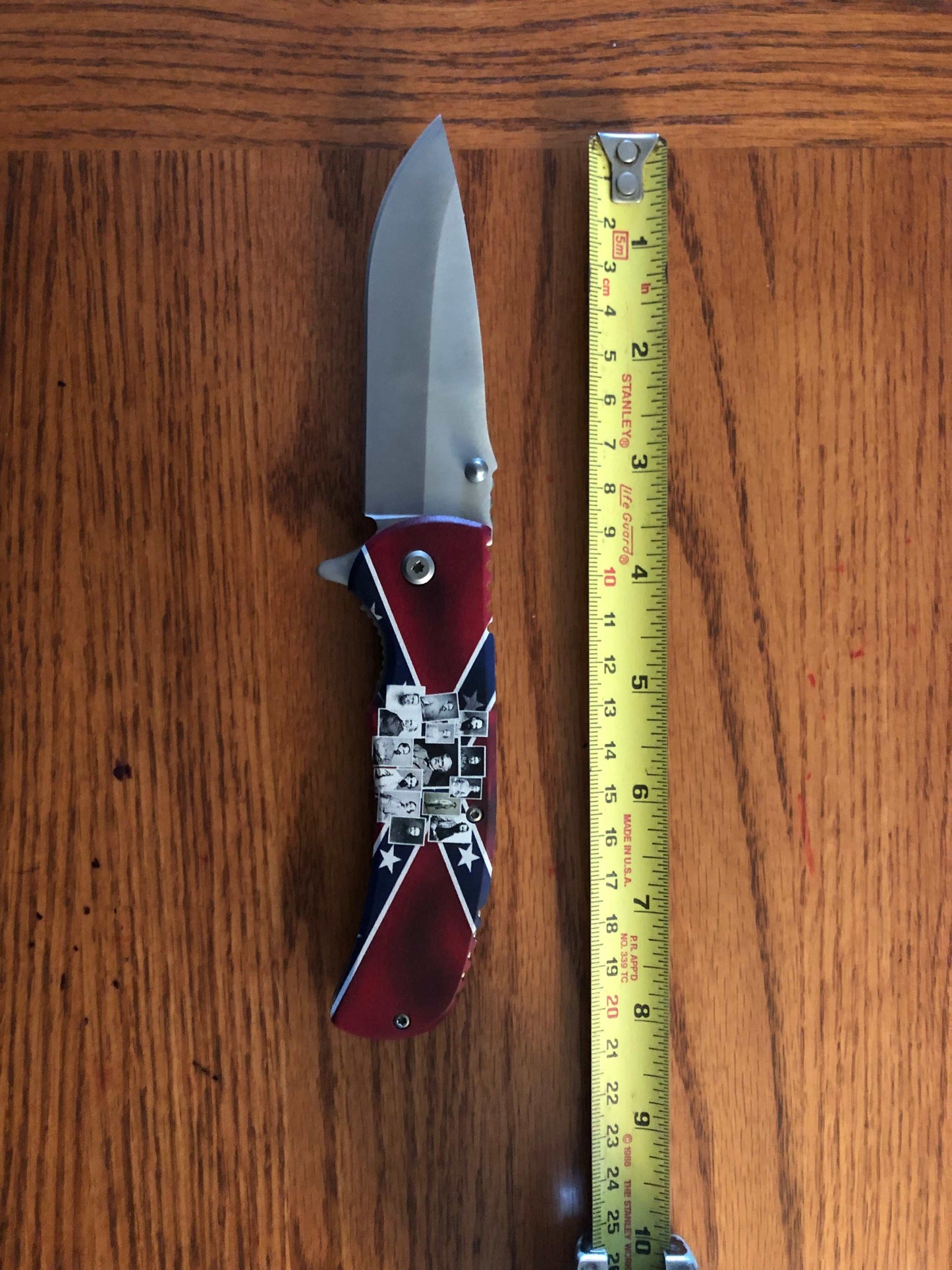 Southern Generals on Rebel Battle Flag Quick Opening Lock Blade Knife