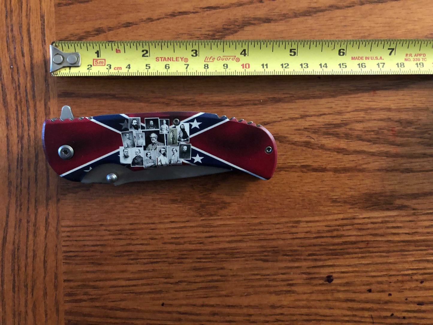 Southern Generals on Rebel Battle Flag Quick Opening Lock Blade Knife