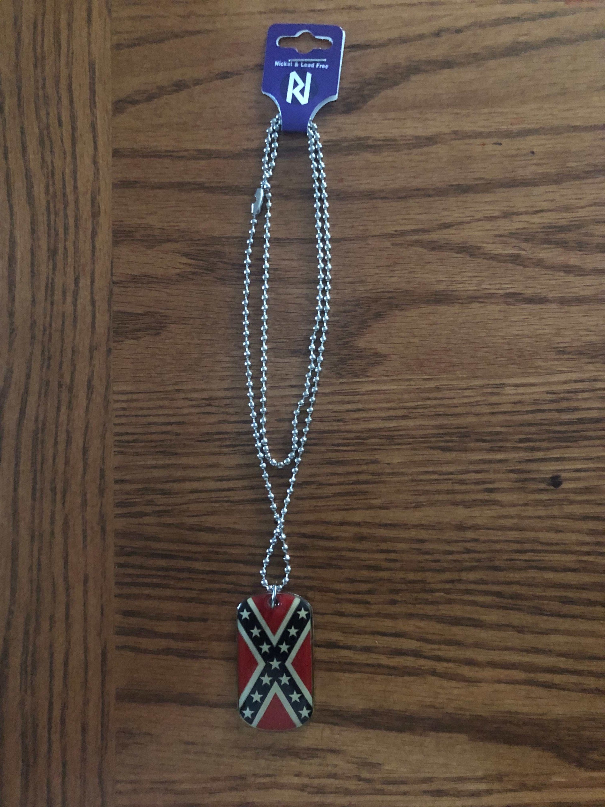 Rebel Battle Flag Dog Tag Styled Necklace