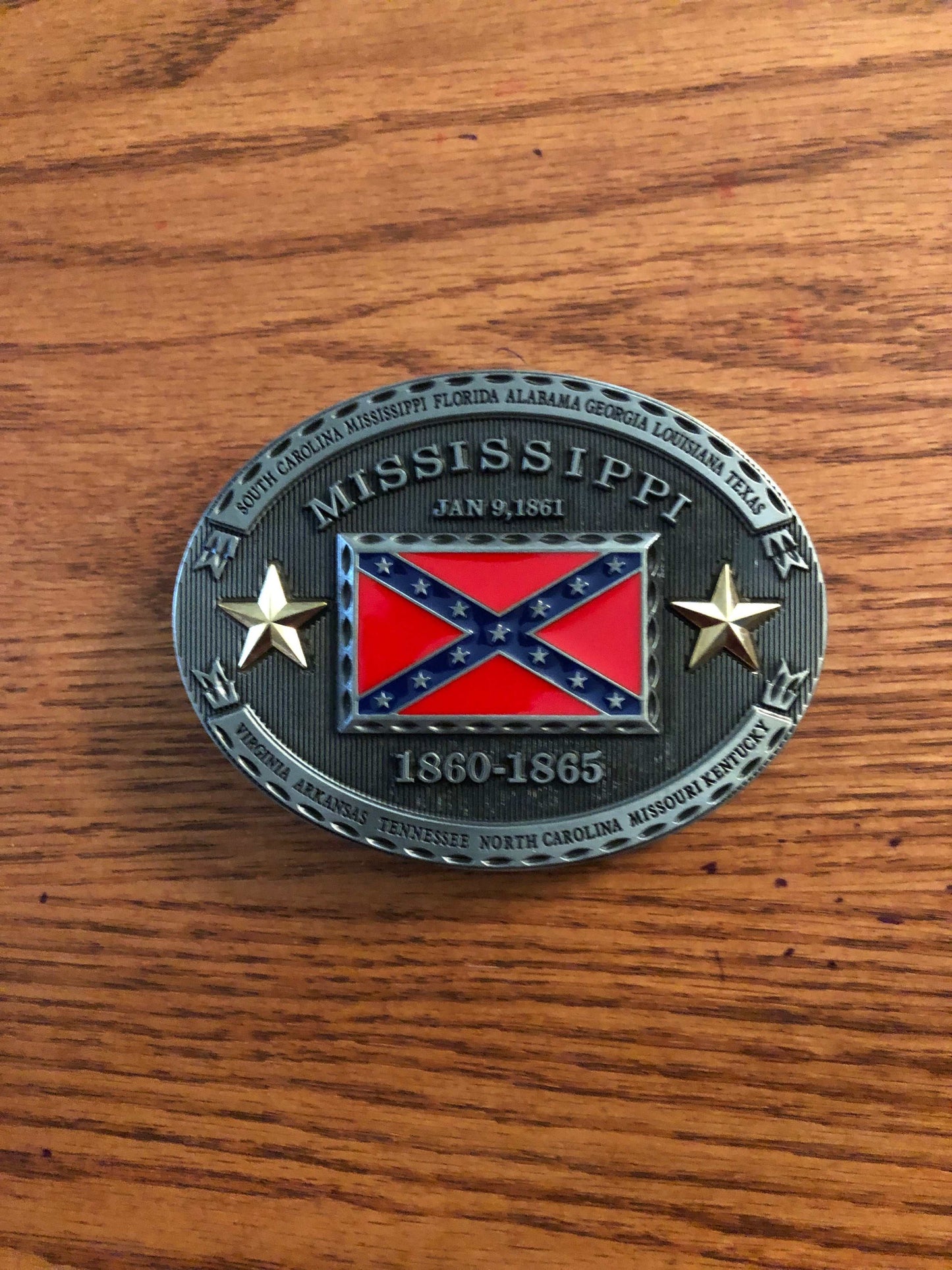 Mississippi CSA Battle Flag Metal Belt Buckle