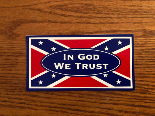 In God We Trust CSA Flag Decal Bumper Sticker 3" X 6"