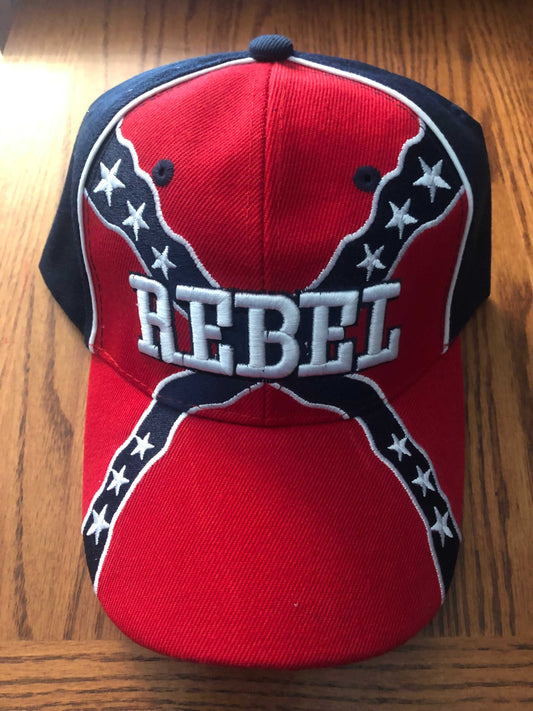 Rebel Embroidered Red and Navy Cap