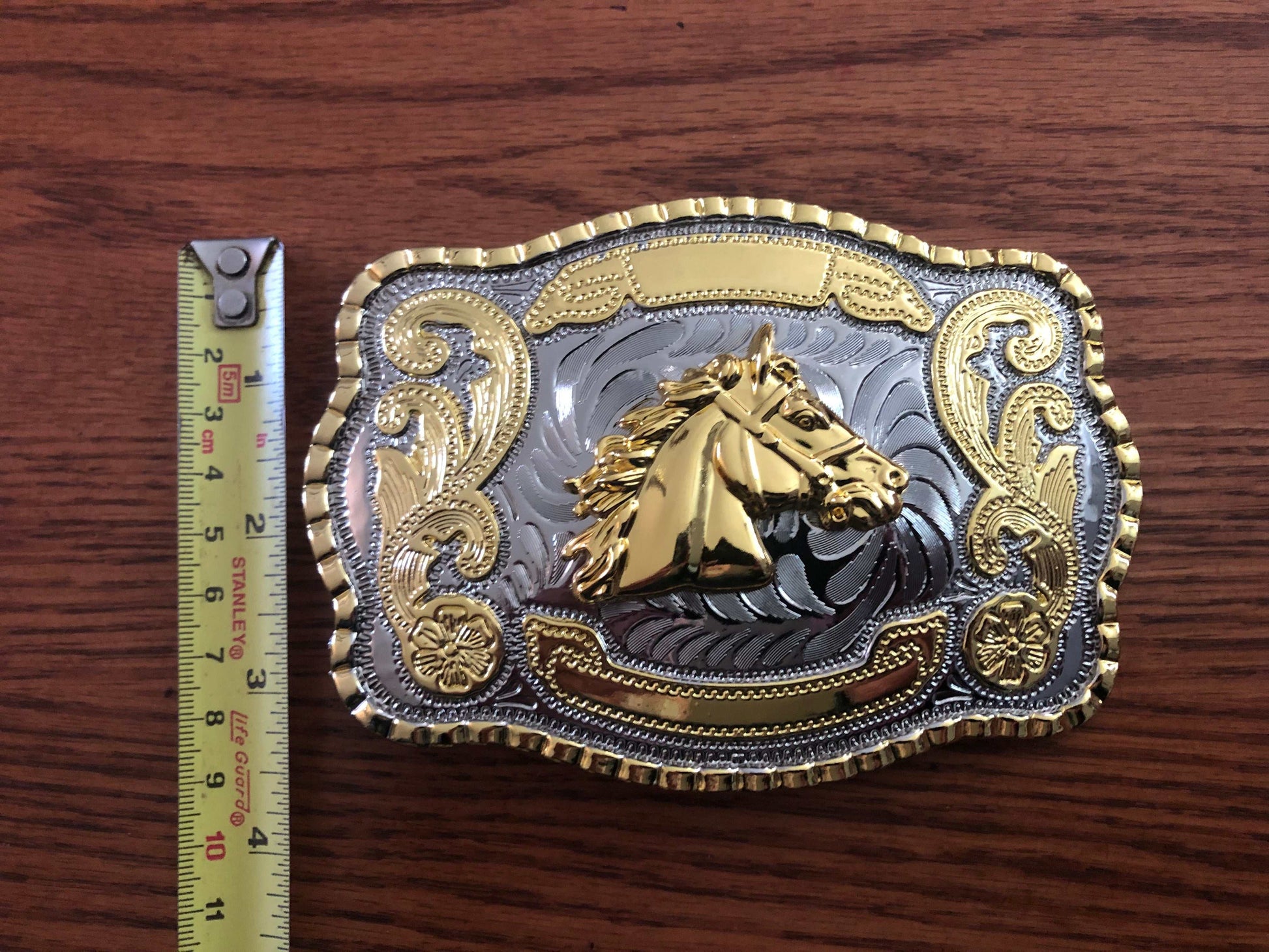 Big Western Huge Horse Head Shiny Metal Belt Buckle