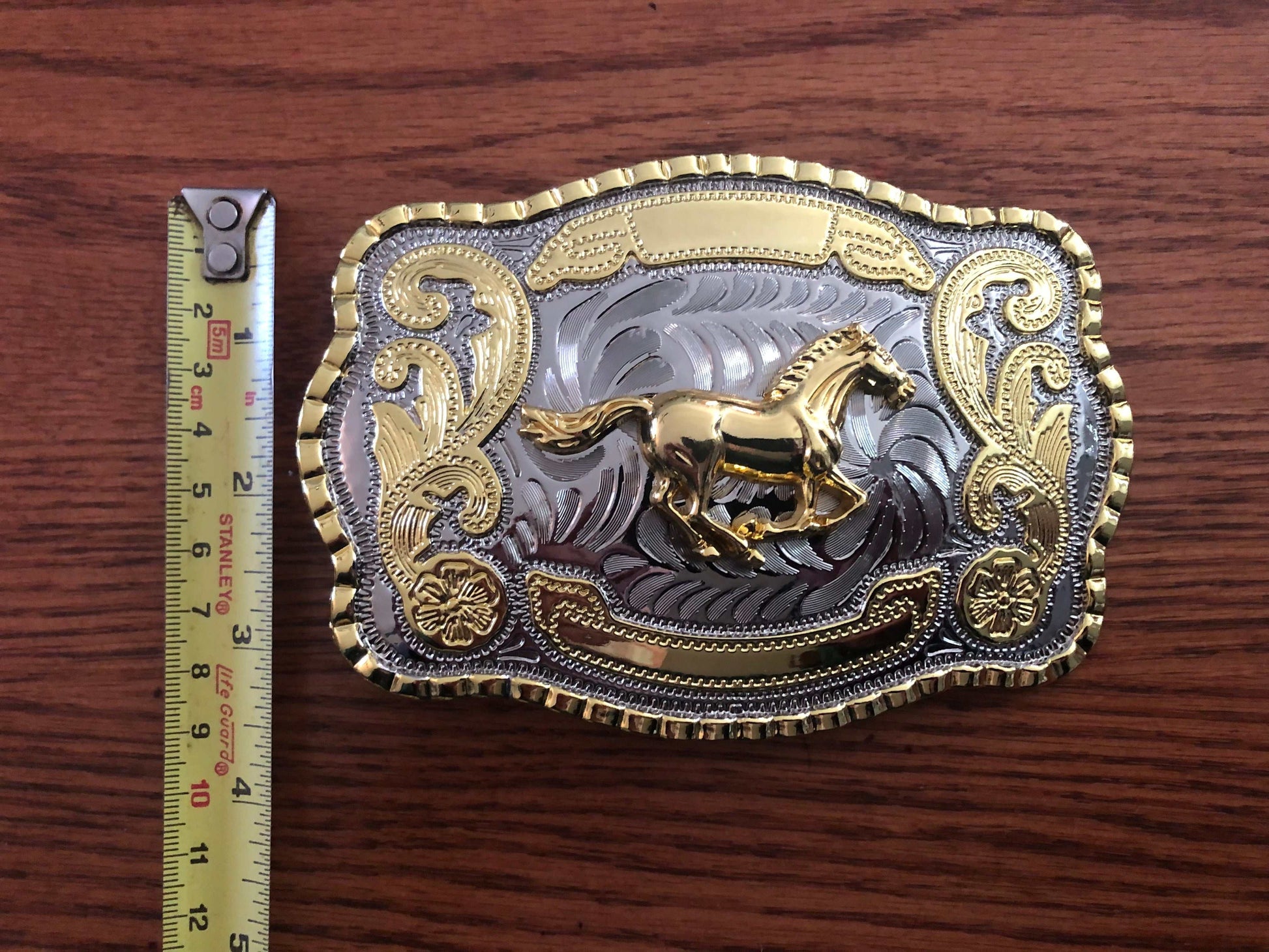 Big Western Horse Shiny Metal Belt Buckle